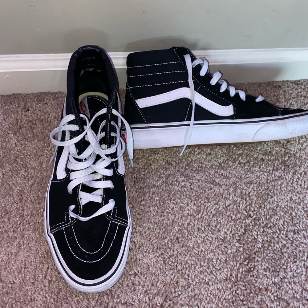Black and White high top Vans